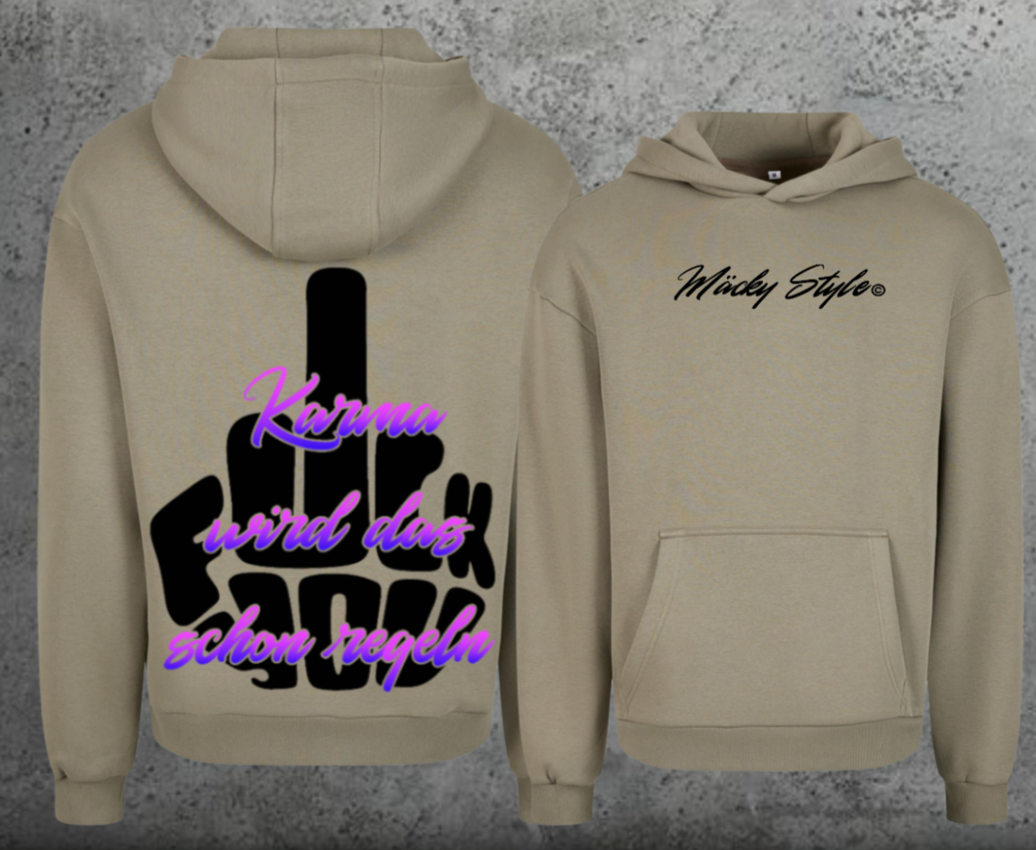 FuckYou Karma (Schwarz/Bunt) Hoodie Soft Backprint