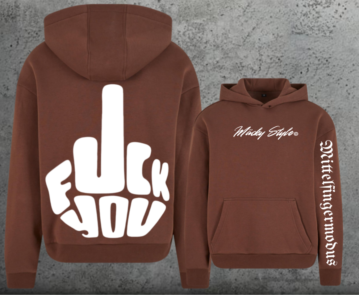 FuckYou - Mittelfingermodus Weiss Hoodie Soft Backprint