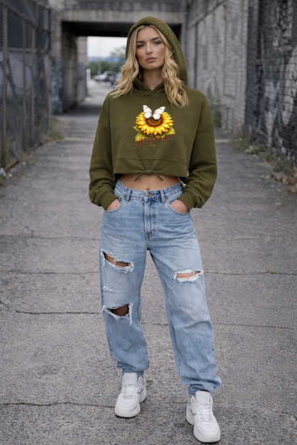 Felpa con cappuccio oversize corta con motivo dito medio da donna