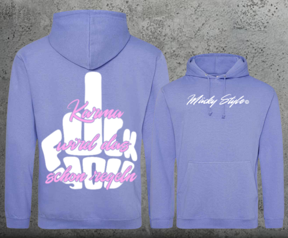 FuckYou Karma (Weiss/Rosa) Hoodie Unisex Backprint