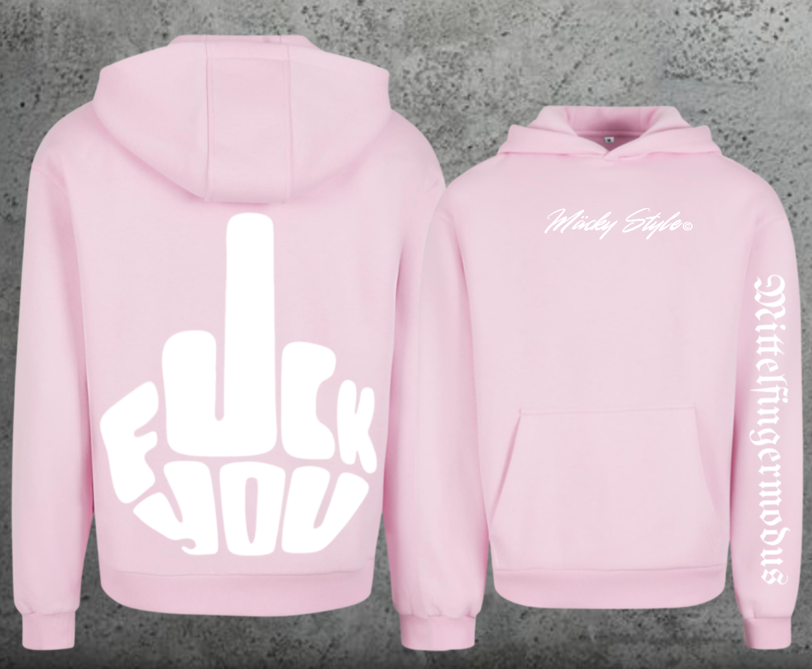 FuckYou - Mittelfingermodus Weiss Hoodie Soft Backprint