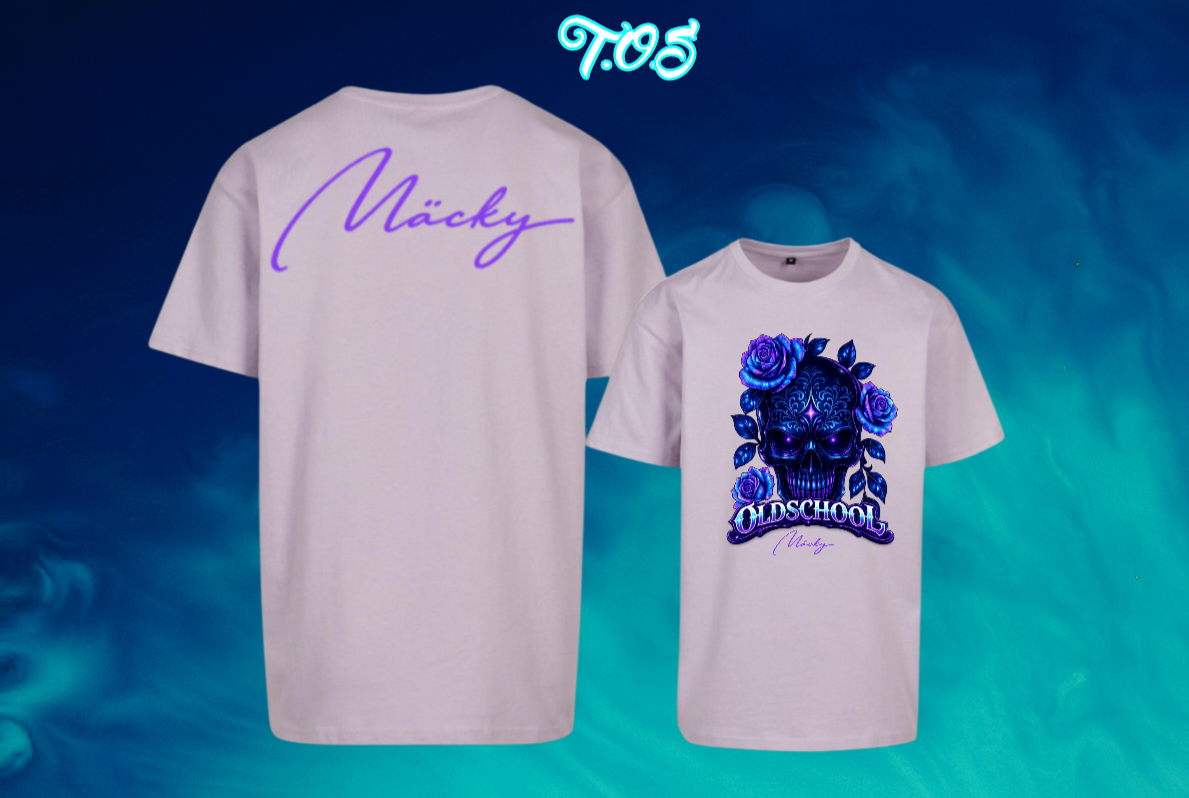 T.O.S. Lilac Totenkopf Oversize Shirt Frontprint Unisex