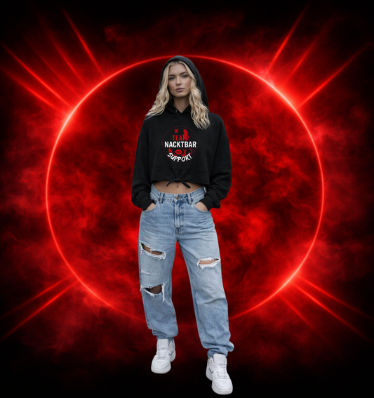 Felpa con cappuccio oversize corta con motivo dito medio da donna