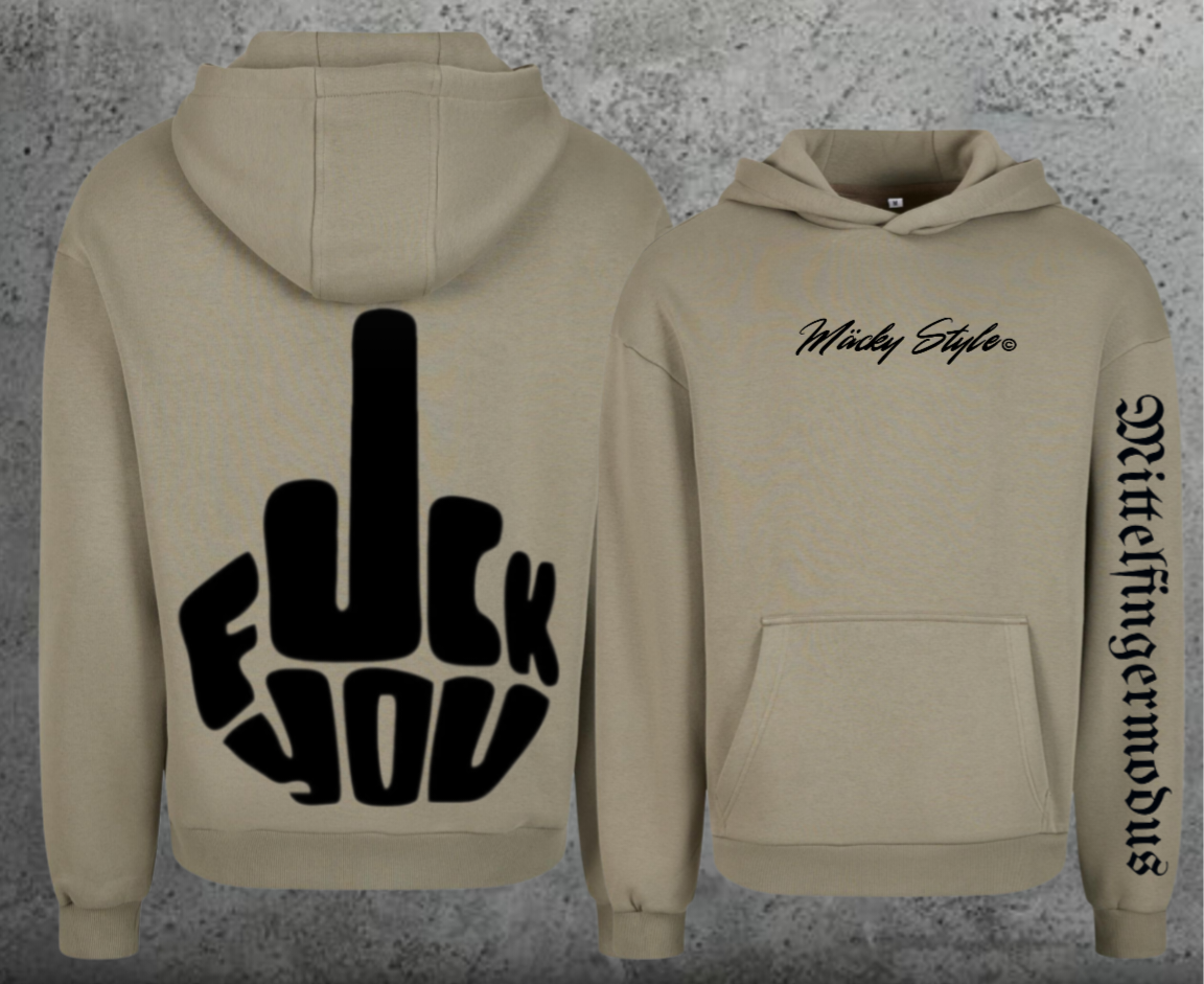 FuckYou - Mittelfingermodus Schwarz Hoodie Soft Backprint