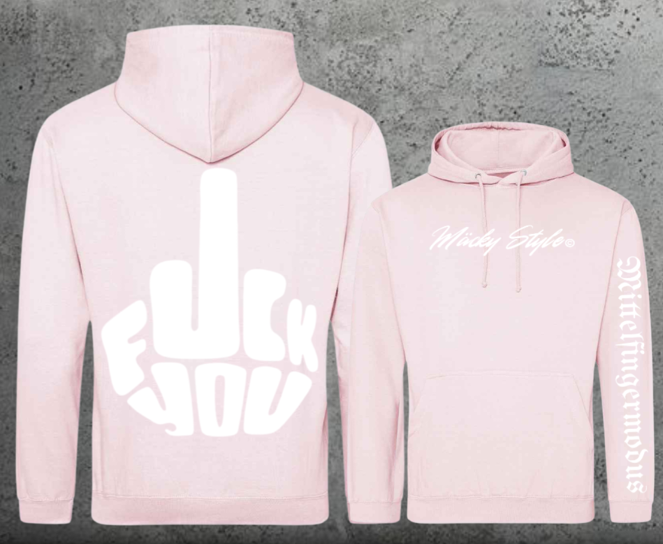 FuckYou - Mittelfingermodus Weiss Hoodie Unisex Backprint