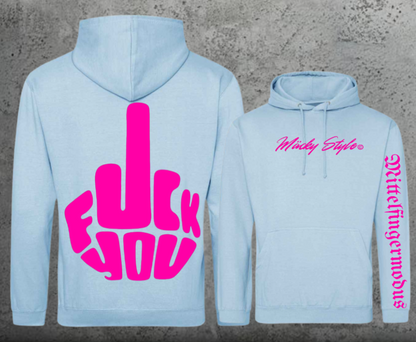 FuckYou - Mittelfingermodus Pink Hoodie Unisex Backprint
