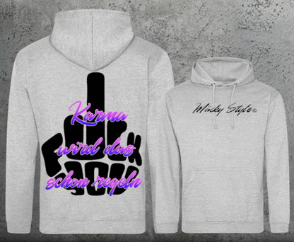 FuckYou Karma (Schwarz/Bunt) Hoodie Unisex Backprint