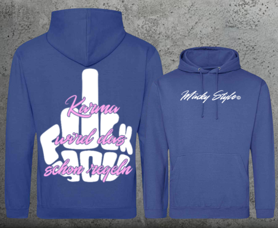 FuckYou Karma (Weiss/Rosa) Hoodie Unisex Backprint