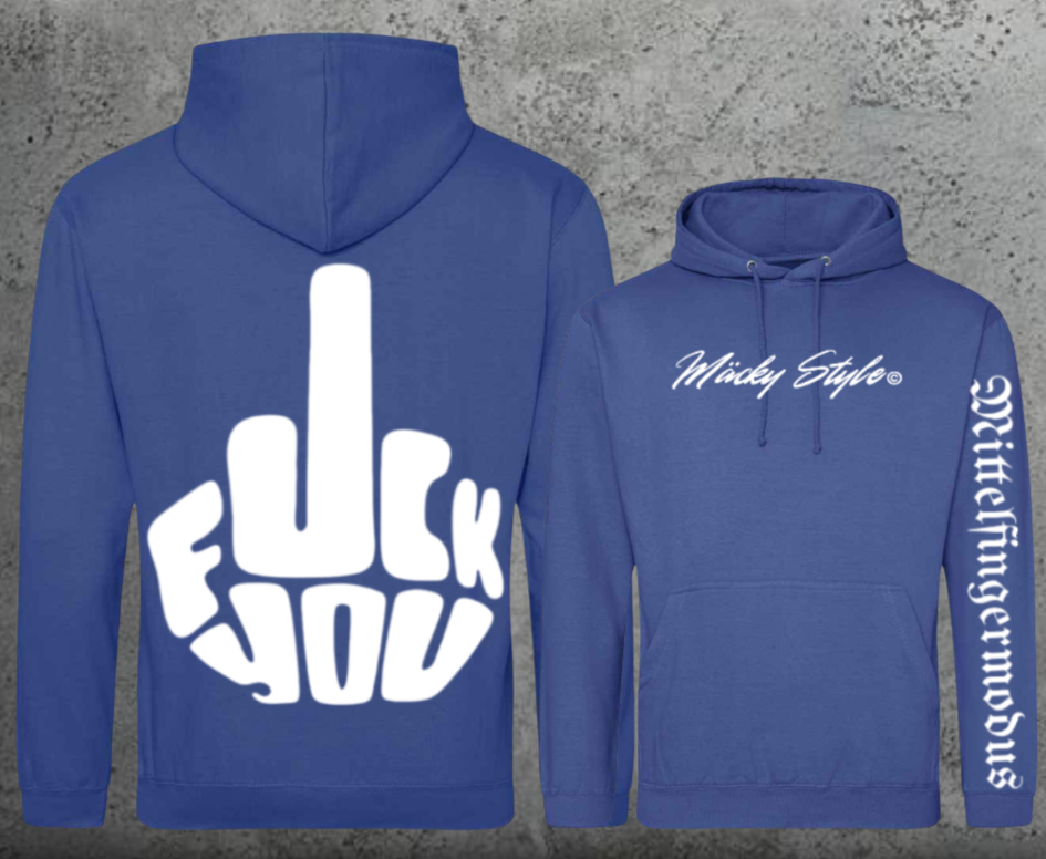 FuckYou - Mittelfingermodus Weiss Hoodie Unisex Backprint