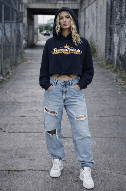 Prinzessin Arschloch Cropped Oversize Hoodie Woman