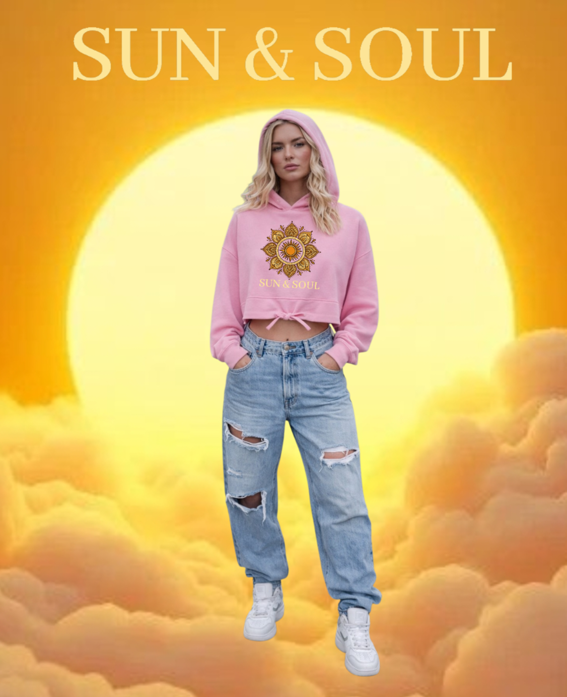 Sun & Soul Cropped Oversize Hoodie Woman