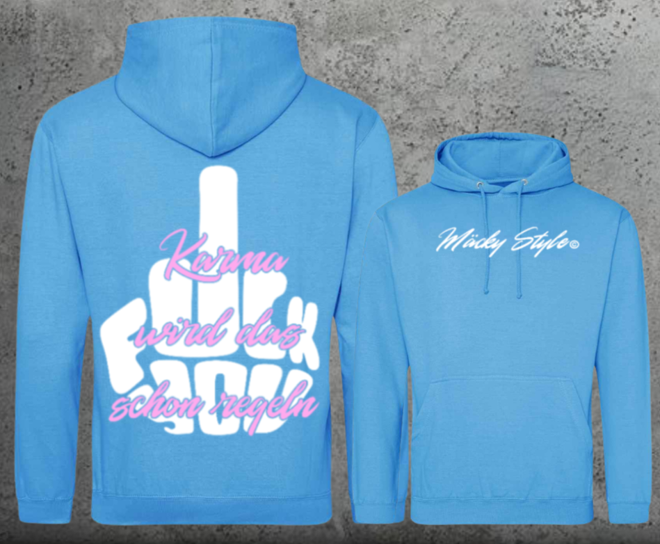 FuckYou Karma (Weiss/Rosa) Hoodie Unisex Backprint