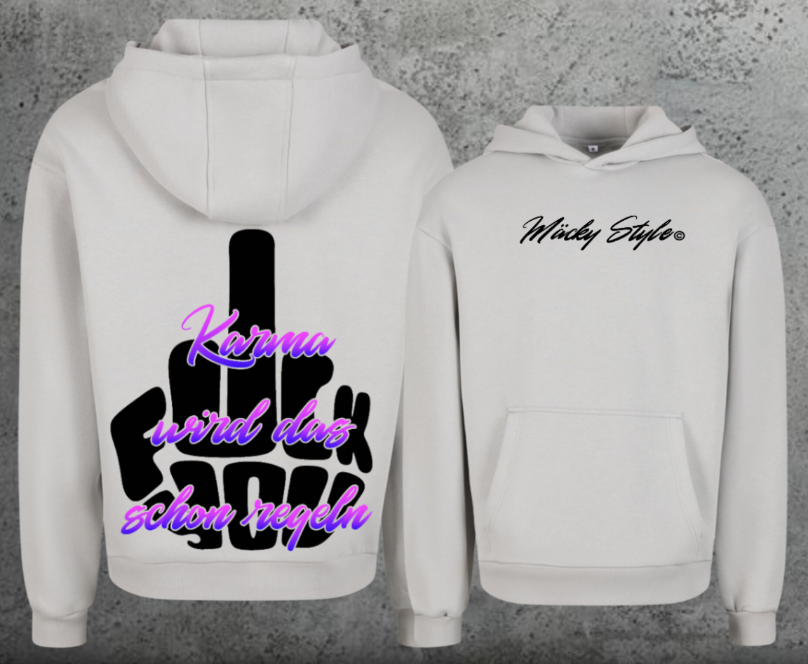 FuckYou Karma (Schwarz/Bunt) Hoodie Soft Backprint