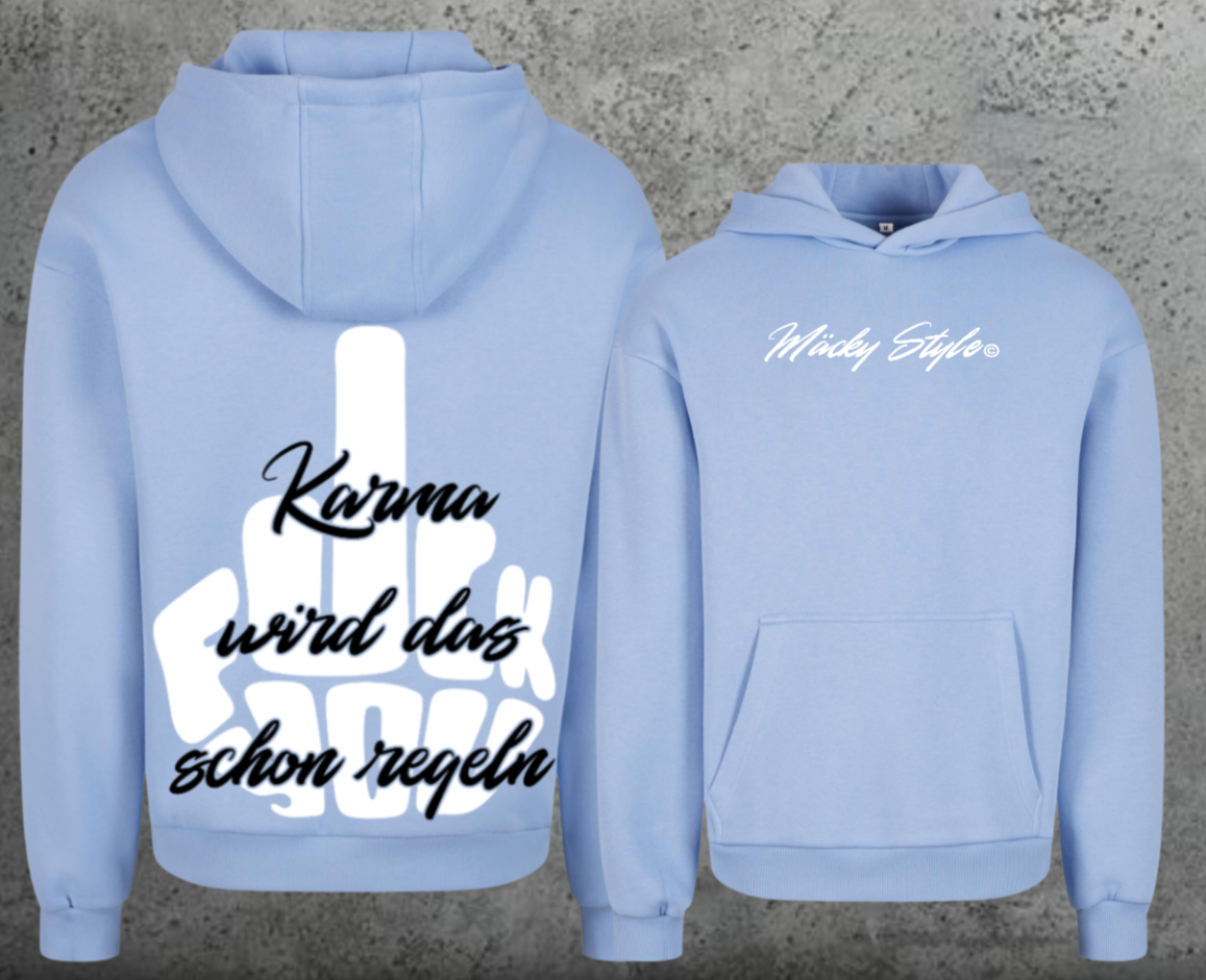 FuckYou Karma (Weiss/Schwarz) Hoodie Soft Backprint