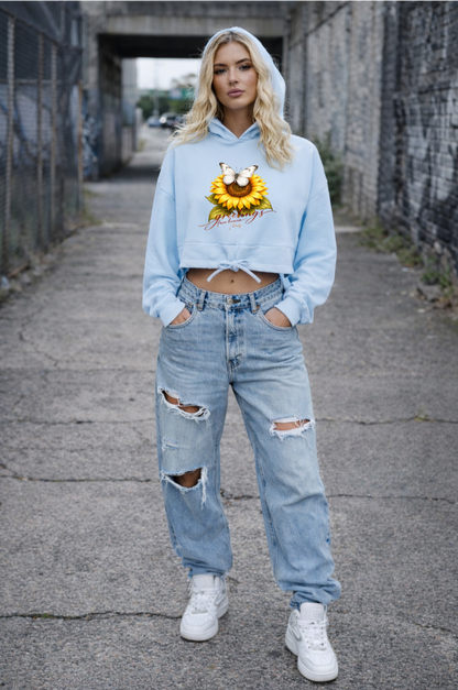 Felpa con cappuccio oversize corta con motivo dito medio da donna