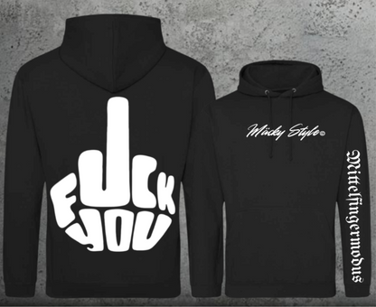 FuckYou - Mittelfingermodus Weiss Hoodie Unisex Backprint