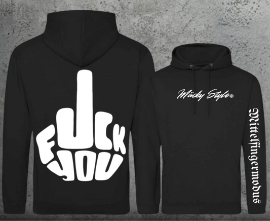 FuckYou - Mittelfingermodus Weiss Hoodie Unisex Backprint
