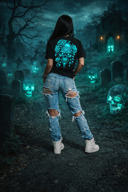 Metalic Totenkopf Mint Oversize Shirt Backprint