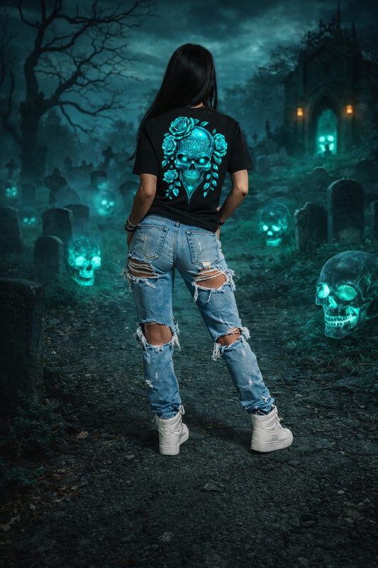 Metalic Totenkopf Mint Oversize Shirt Backprint